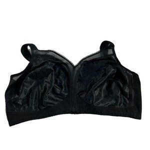 Playtex 18 Hour Bra 4693 Size 54DD Black Wire Free Lace Wide Shoulder Strap